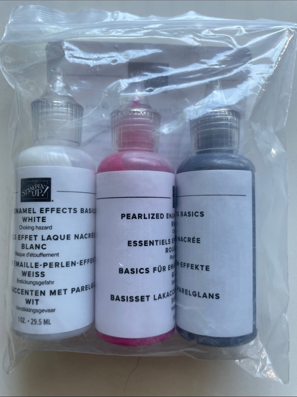 Stampin' Up! Enamel & Pearlized Effects Set - White, Pink, Gray